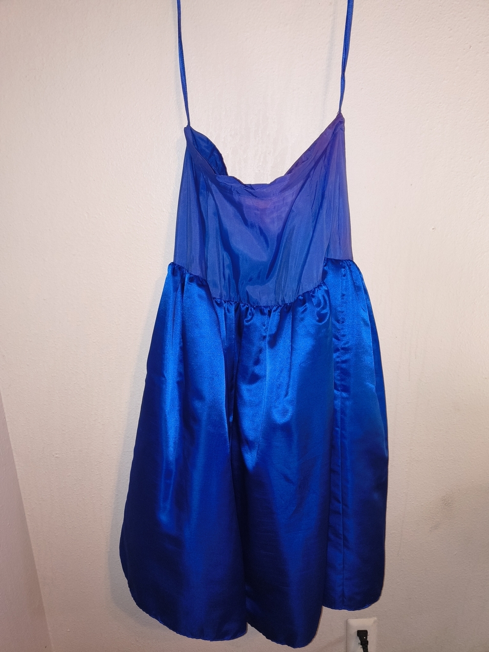 Vintage Raul Blanco Evening Cobalt Blue Floral Neckline Dress & Slip Set Size 14 - Picture 3 of 6
